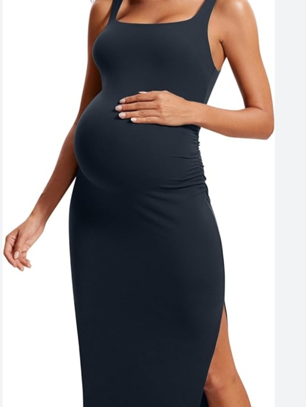 Crz Yoga Butterluxe Split Black Maternity Bodycon Tank Dress XL